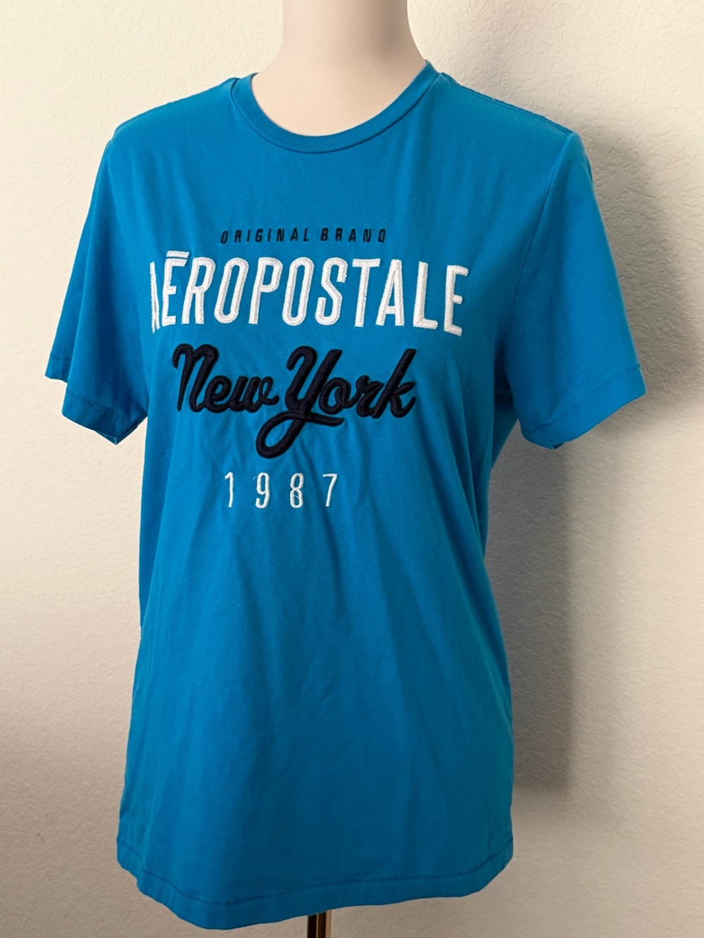 Aeropostale New York Logo T-Shirt - Blue - M